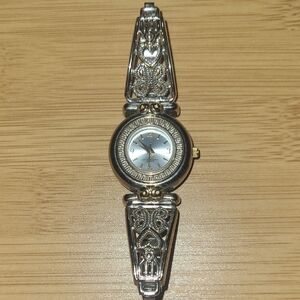 Advance Silver Women's Watch With Hearts And Butterfly Filagree, Silver And Gold